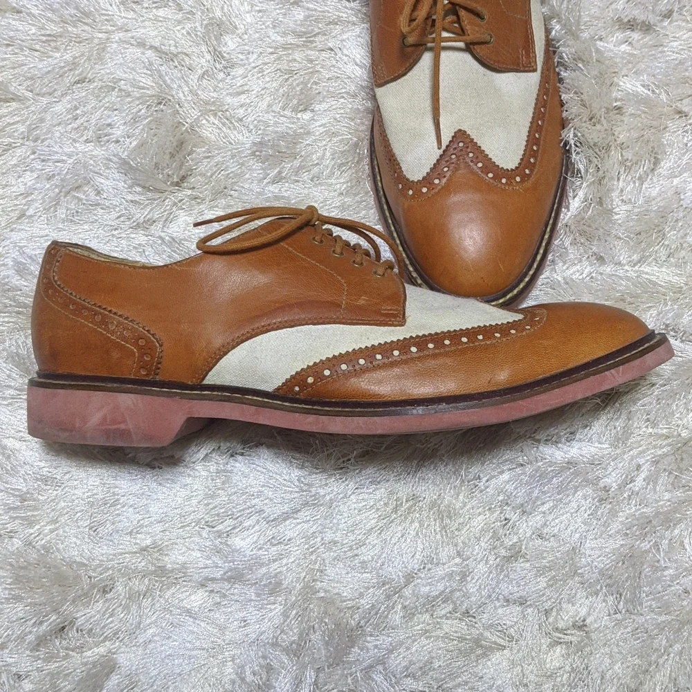 Cole Haan Tan Linen Wingtip Oxfords 12M - Picture 7 of 14